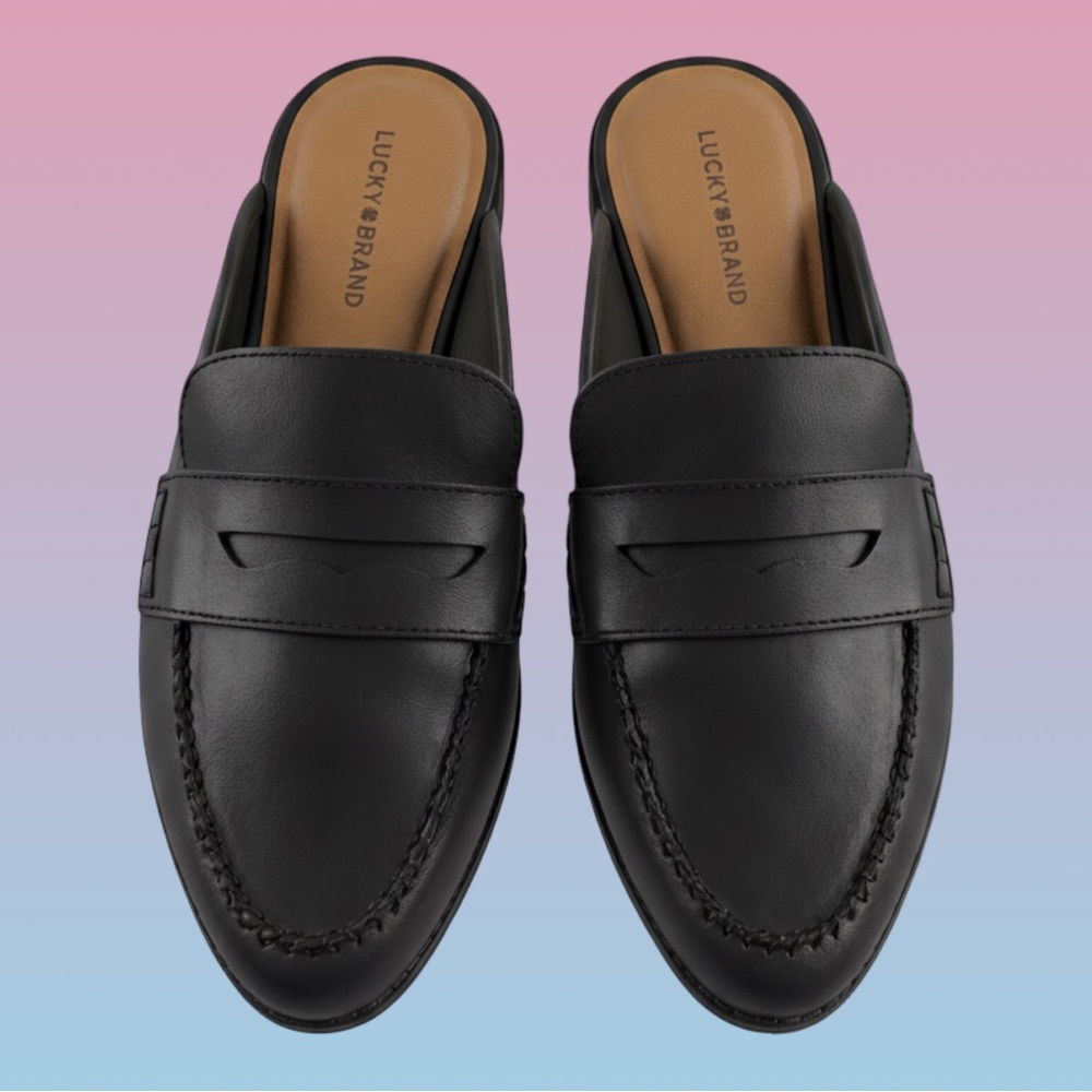 NWOT!LUCKY BRAND WOMEN’S MULE TYPE SLIP ON FLATS AND BLACK I” BOTTOM HEEL.SZ 10M - Picture 11 of 16